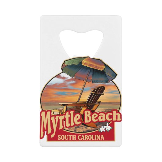 Myrtle Beach SC Beach Scène Design Creditkaart Flessenopener (Voorkant)
