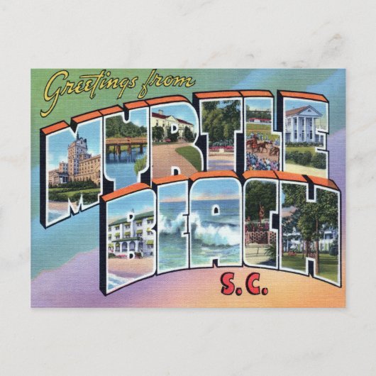 Myrtle Beach SC Grote letter Briefkaart (Voorkant)