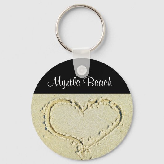 Myrtle Beach SC Heart op een Sleutelhanger met zan (Voorkant)