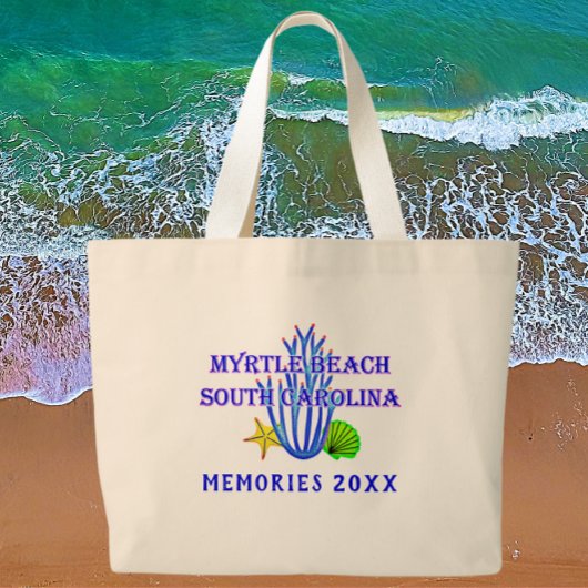 Myrtle Beach, SC, herinneringen met jaar Grote Tote Bag