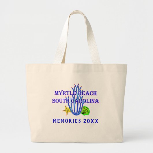 Myrtle Beach, SC, herinneringen met jaar Grote Tote Bag (Voorkant)