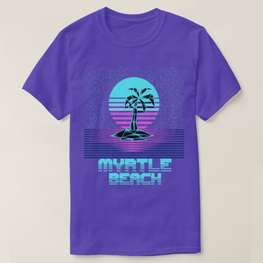 Myrtle Beach Sc Retro  80S Sunset Palm Tree T-shirt (Design voorkant)