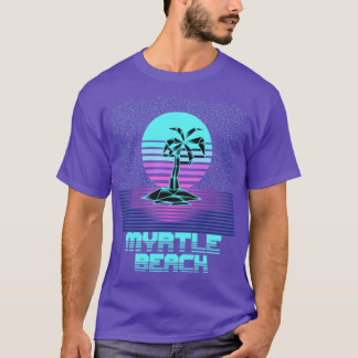 Myrtle Beach Sc Retro  80S Sunset Palm Tree T-shirt