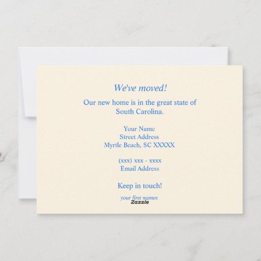 Myrtle Beach SC verhuizingsaankondiging Feestdagenkaart (Achterkant)