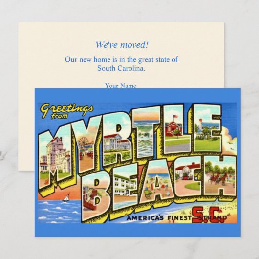 Myrtle Beach SC verhuizingsaankondiging Feestdagenkaart (Voorkant / Achterkant)