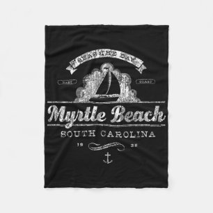 Myrtle Beach SC Zeilboot Nautisch T-shirt Fleece Deken