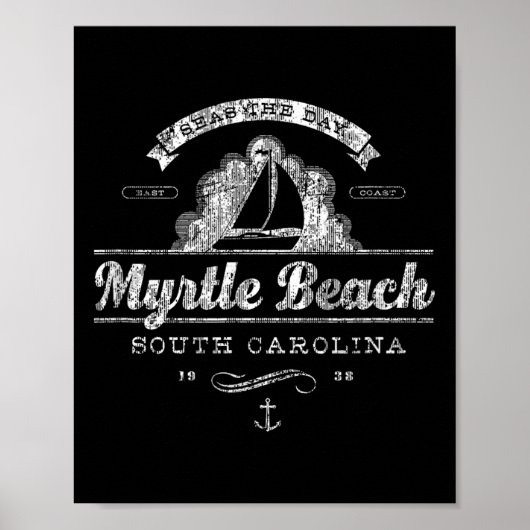 Myrtle Beach SC Zeilboot Nautisch T-shirt Poster (Voorkant)