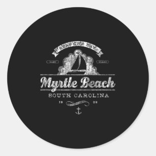 Myrtle Beach SC Zeilboot Nautisch T-shirt Ronde Sticker
