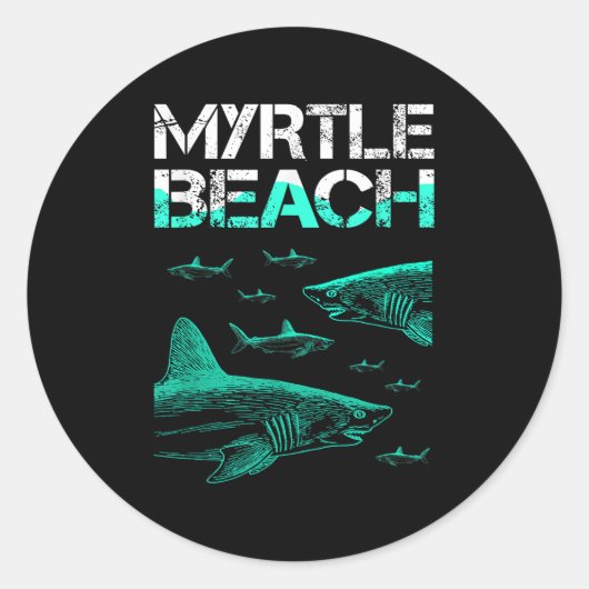 Myrtle Beach Shark Ronde Sticker (Voorkant)