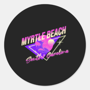 Myrtle Beach South Carolina 80s Retro Sc Vakantie Ronde Sticker