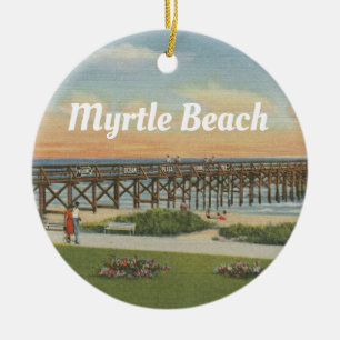  Myrtle Beach South Carolina Gevist Pier Keramisch Ornament