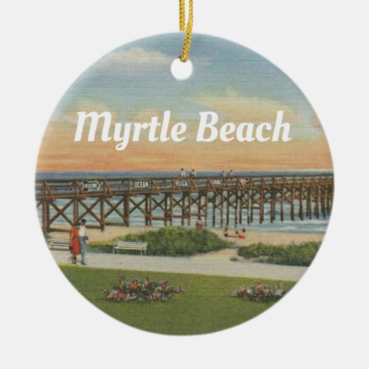  Myrtle Beach South Carolina Gevist Pier Keramisch Ornament (Voorkant)