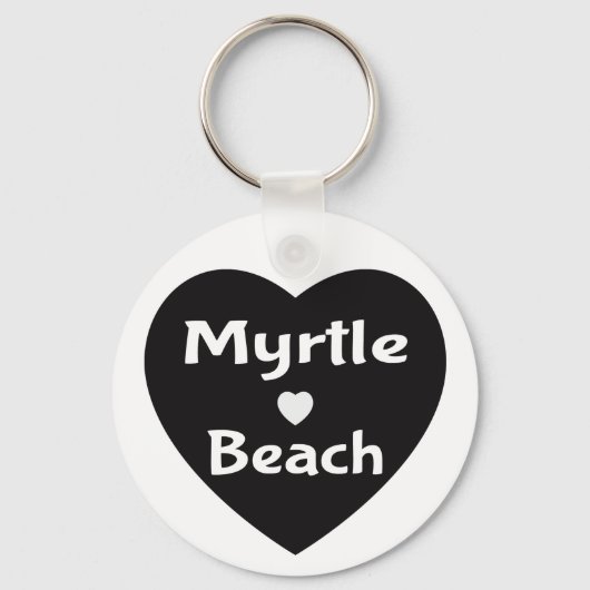 Myrtle Beach South Carolina Heart Black Sleutelhan Sleutelhanger (Voorkant)