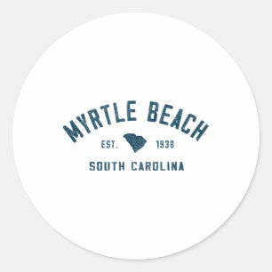 Myrtle Beach South Carolina Heren Retro Throwback Ronde Sticker