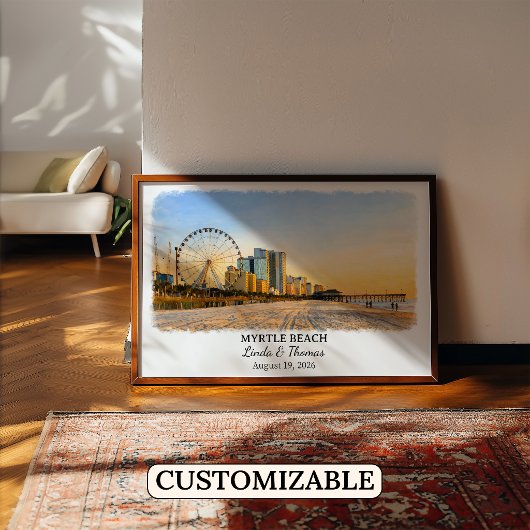 Myrtle Beach South Carolina Poster, Aquarel Poster
