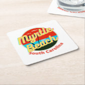 Myrtle Beach South Carolina Retro Sunset Kartonnen Onderzetters (Schuin)