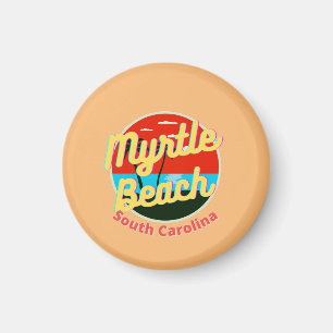 Myrtle Beach South Carolina Retro Sunset Magneet