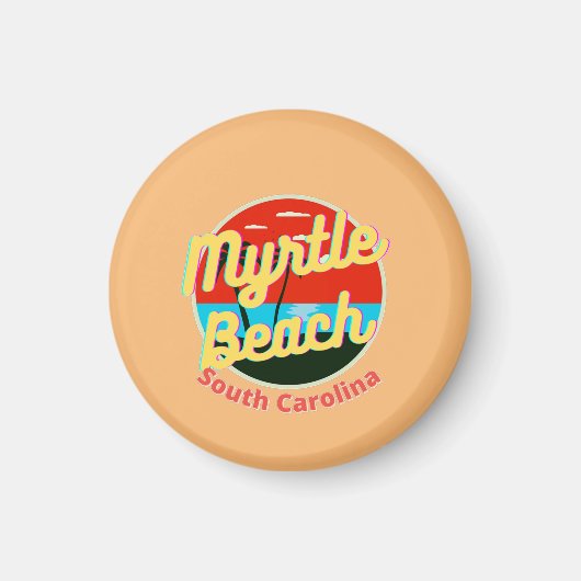 Myrtle Beach South Carolina Retro Sunset Magneet (Voorkant)