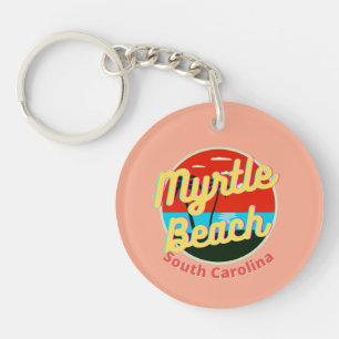 Myrtle Beach South Carolina Retro Sunset Sleutelhanger