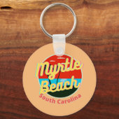 Myrtle Beach South Carolina Retro Sunset Sleutelhanger (Achterkant)