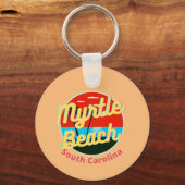 Myrtle Beach South Carolina Retro Sunset Sleutelhanger (Voorkant)