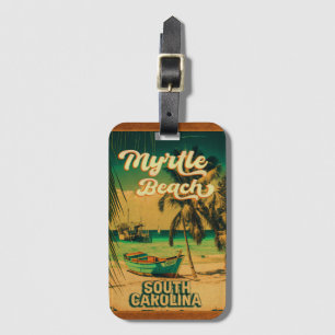Myrtle Beach South Carolina Retro Sunset Souvenir Bagagelabel