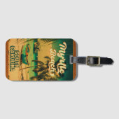 Myrtle Beach South Carolina Retro Sunset Souvenir Bagagelabel (Voorkant (horizontaal))