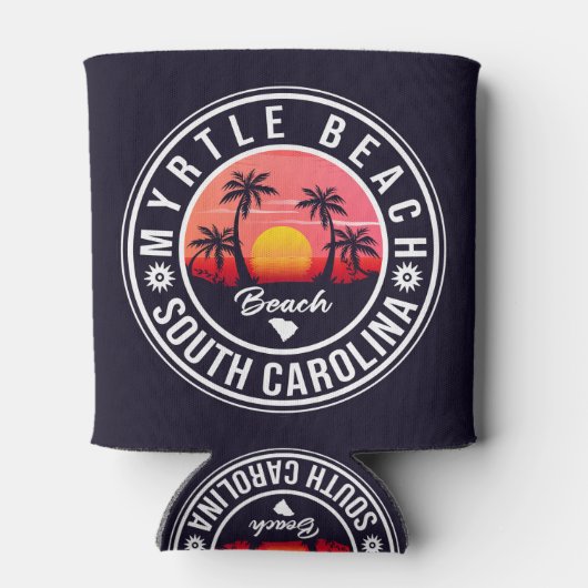 Myrtle Beach South Carolina Retro Sunset Souvenir Blikjeskoeler (Achterkant)