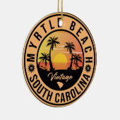 Myrtle Beach South Carolina Retro Sunset Souvenir Keramisch Ornament (Rechts)