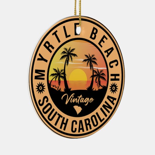 Myrtle Beach South Carolina Retro Sunset Souvenir Keramisch Ornament (Rechts)