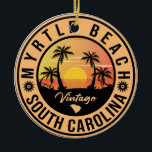 Myrtle Beach South Carolina Retro Sunset Souvenir Keramisch Ornament<br><div class="desc">Deze retro Myrtle van het Zuid-Carolina  ontwerp maakt een geweldig kerstcadeau of kerstcadeau voor fans van South Carolina Beach. Het retro zomervibes ontwerp is een perfect cadeau voor reisliefhebbers en liefhebbers van tropische bestemmingen.</div>