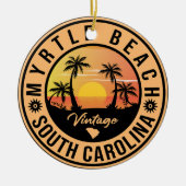 Myrtle Beach South Carolina Retro Sunset Souvenir Keramisch Ornament (Voorkant)