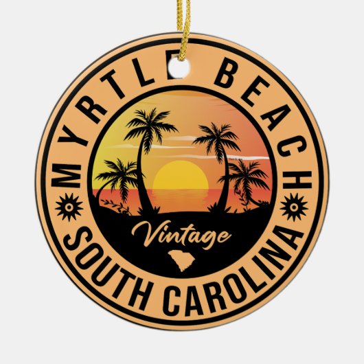 Myrtle Beach South Carolina Retro Sunset Souvenir Keramisch Ornament (Voorkant)