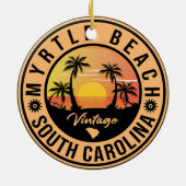 Myrtle Beach South Carolina Retro Sunset Souvenir Keramisch Ornament (Achterkant)