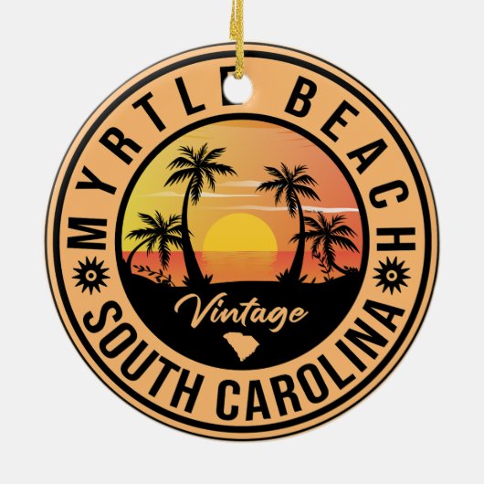 Myrtle Beach South Carolina Retro Sunset Souvenir Keramisch Ornament (Achterkant)