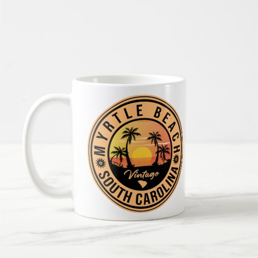 Myrtle Beach South Carolina Retro Sunset Souvenir Koffiemok (Links)