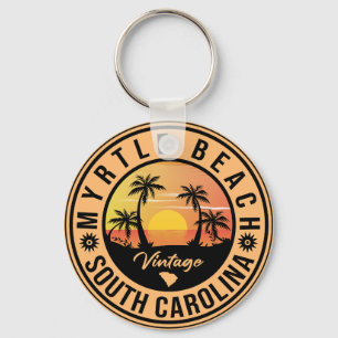 Myrtle Beach South Carolina Retro Sunset Souvenir Sleutelhanger