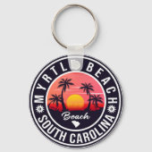 Myrtle Beach South Carolina Retro Sunset Souvenir Sleutelhanger (Voorkant)