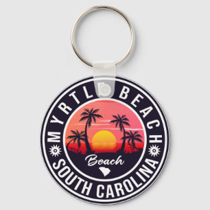 Myrtle Beach South Carolina Retro Sunset Souvenir Sleutelhanger