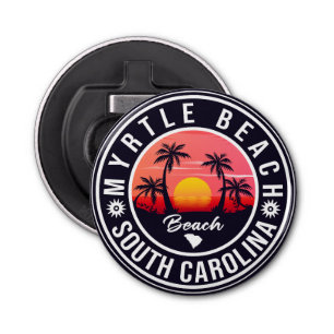Myrtle Beach South Carolina Retro Sunset Souvenirs Button Flesopener