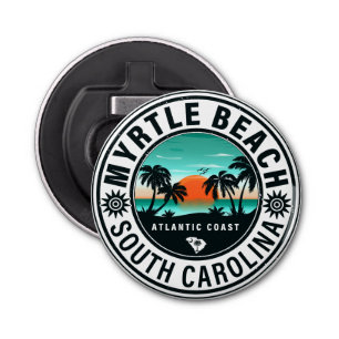 Myrtle Beach South Carolina Retro Sunset Souvenirs Button Flesopener