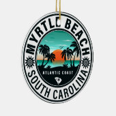 Myrtle Beach South Carolina Retro Sunset Souvenirs Keramisch Ornament (Rechts)