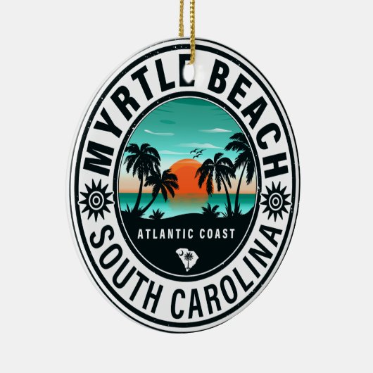 Myrtle Beach South Carolina Retro Sunset Souvenirs Keramisch Ornament (Rechts)