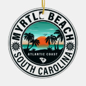 Myrtle Beach South Carolina Retro Sunset Souvenirs Keramisch Ornament (Voorkant)