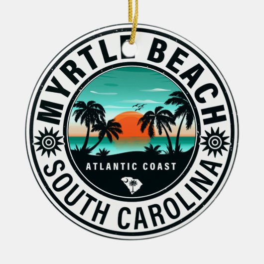 Myrtle Beach South Carolina Retro Sunset Souvenirs Keramisch Ornament (Voorkant)