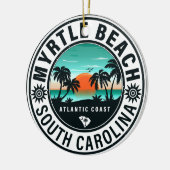Myrtle Beach South Carolina Retro Sunset Souvenirs Keramisch Ornament (Links)