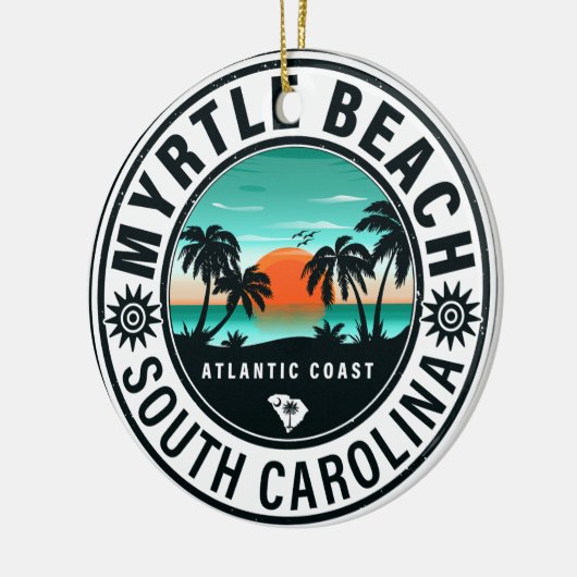 Myrtle Beach South Carolina Retro Sunset Souvenirs Keramisch Ornament (Links)