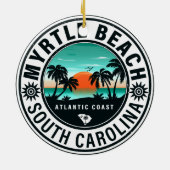 Myrtle Beach South Carolina Retro Sunset Souvenirs Keramisch Ornament (Achterkant)