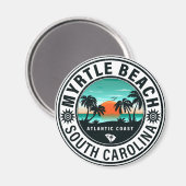 Myrtle Beach South Carolina Retro Sunset Souvenirs Magneet (Voorkant / Achterkant)