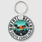 Myrtle Beach South Carolina Retro Sunset Souvenirs Sleutelhanger (Voorkant)